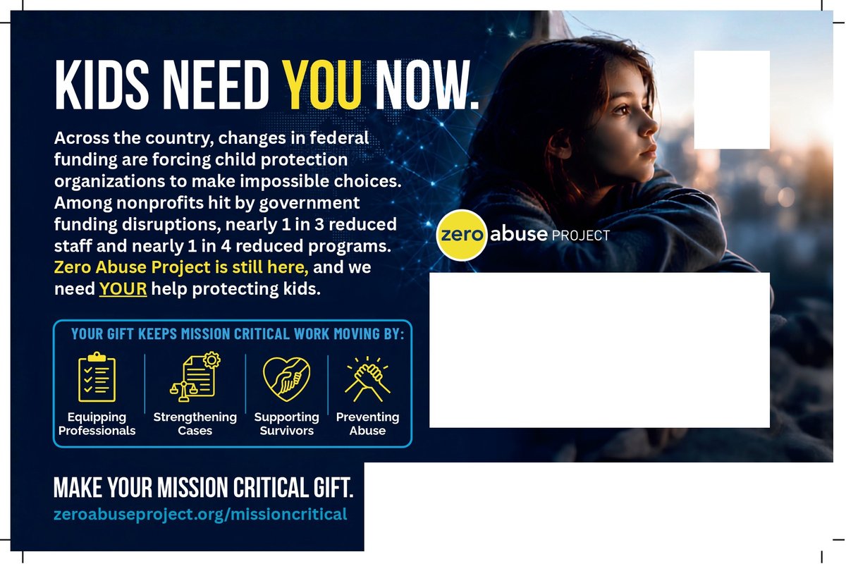 Direct mail postcard, front: "Kids Need You Now."