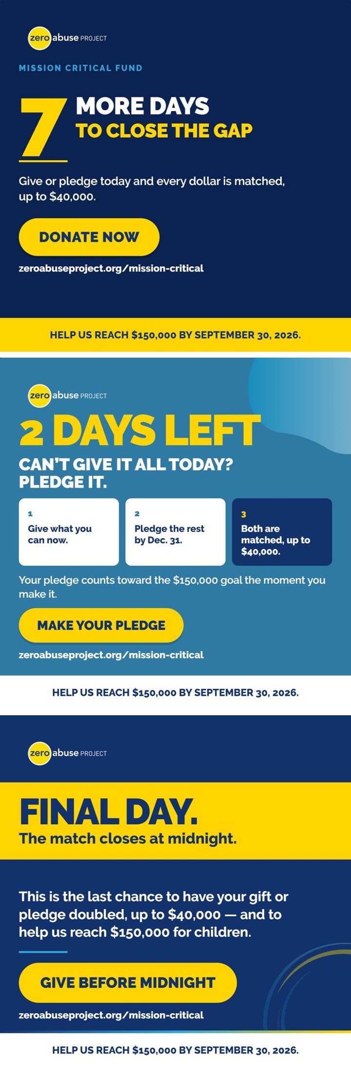 The final-week countdown — each post moved the deadline closer with one clear button.